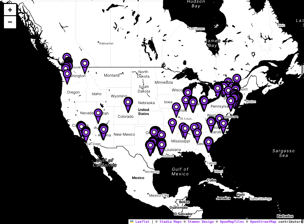 A map of good ice locations across the United States